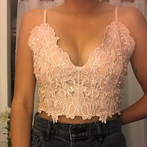 Dusty pink flower aplique bralette